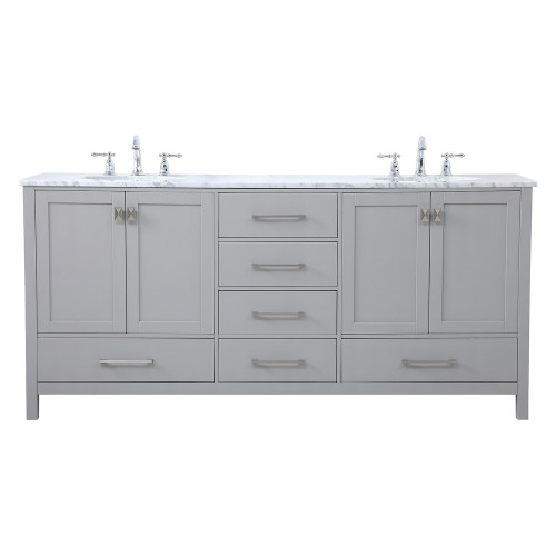 Elegant Bathroom Vanity - Gray, L 72" (VF18972DGR)