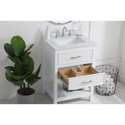 Elegant Bathroom Vanity - White, L 24" (VF19024WH)