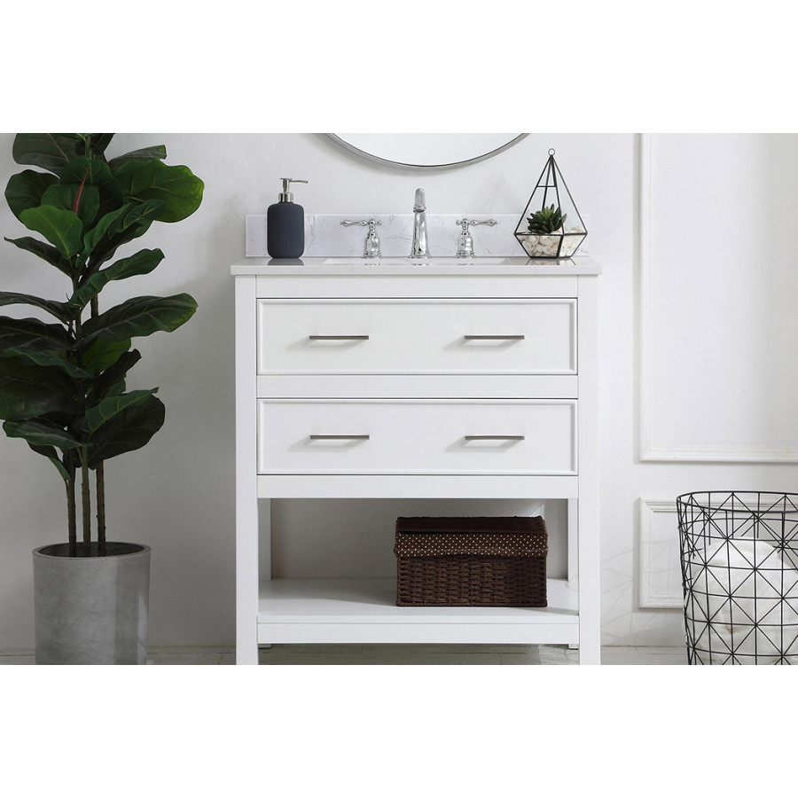 Elegant Bathroom Vanity - White (VF19030WH-BS)