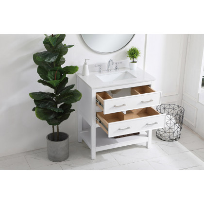 Elegant Bathroom Vanity - White (VF19030WH-BS)