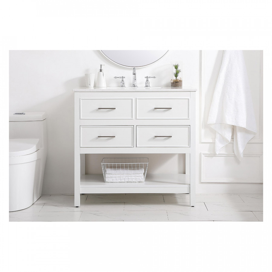 Elegant Bathroom Vanity - White (VF19036WH)