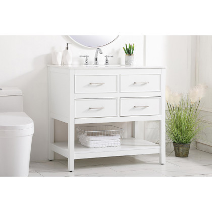 Elegant Bathroom Vanity - White (VF19036WH)