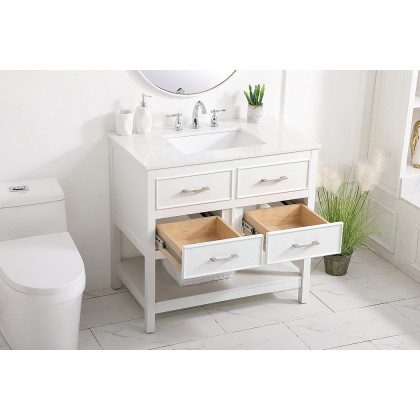 Elegant Bathroom Vanity - White (VF19036WH)