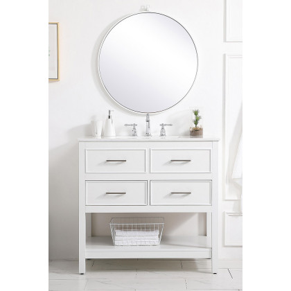 Elegant Bathroom Vanity - White (VF19036WH)