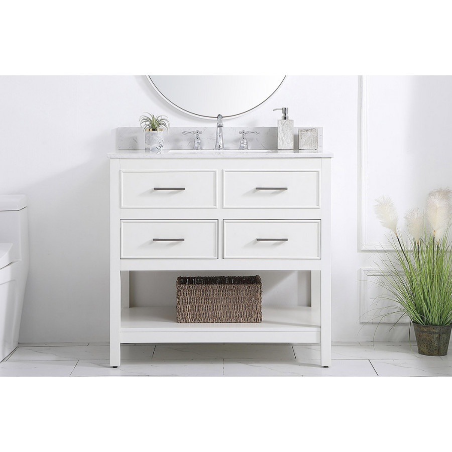 Elegant Bathroom Vanity - White (VF19036WH-BS)