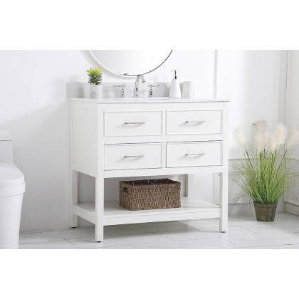 Elegant Bathroom Vanity - White (VF19036WH-BS)