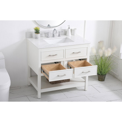 Elegant Bathroom Vanity - White (VF19036WH-BS)