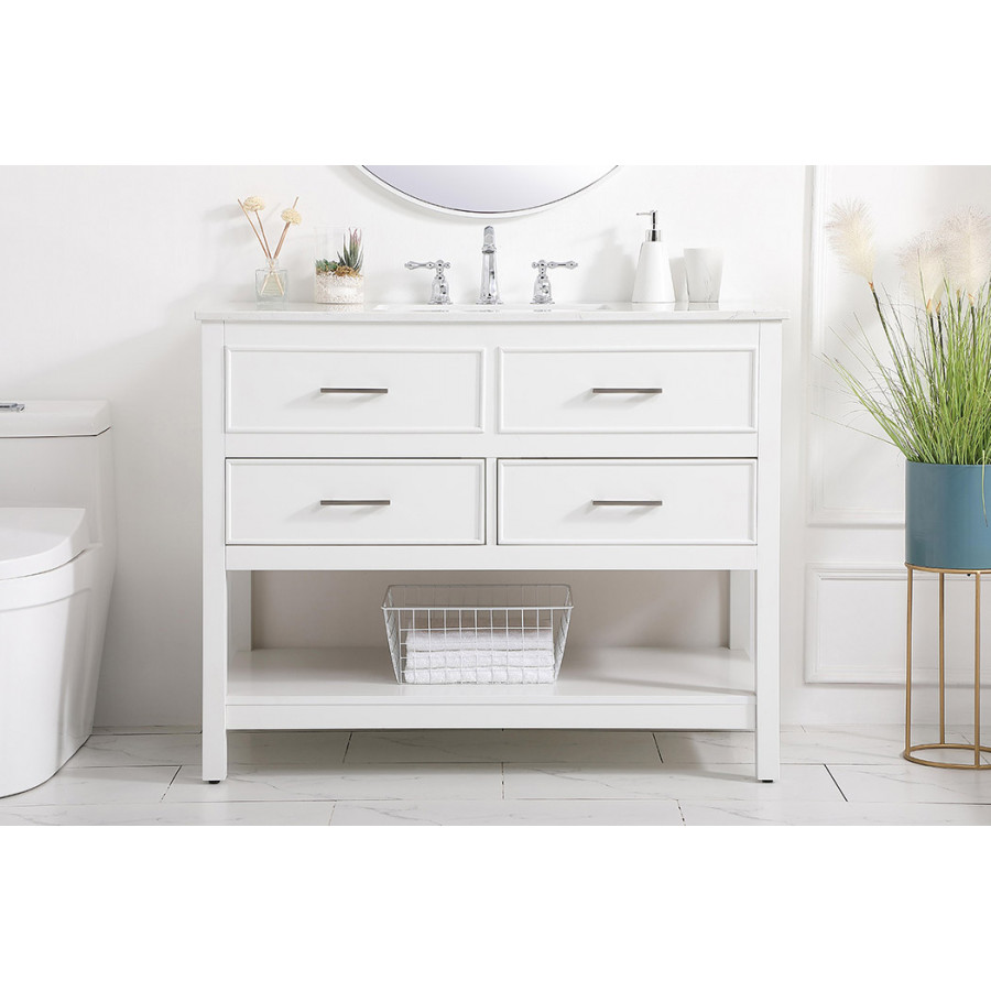 Elegant Bathroom Vanity - White (VF19042WH)