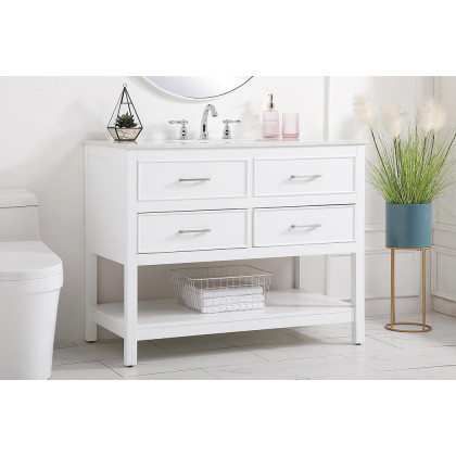Elegant Bathroom Vanity - White (VF19042WH)