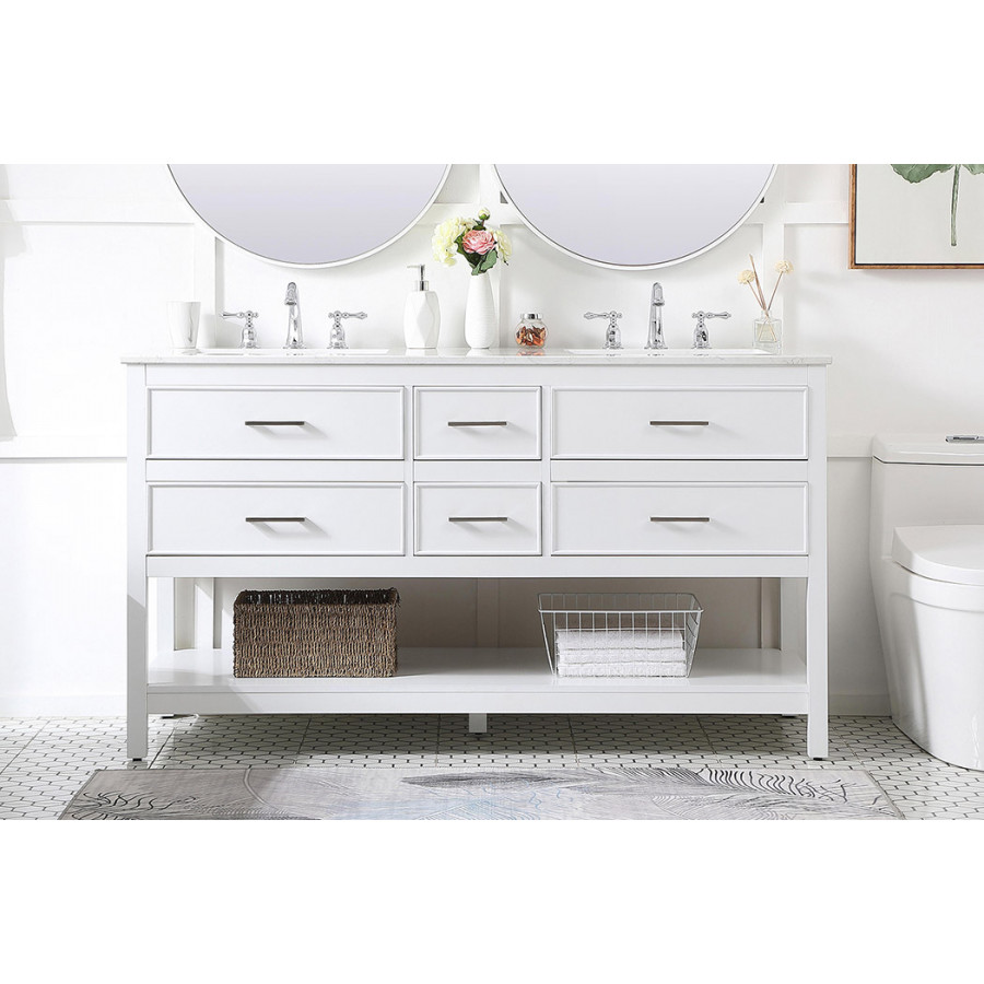 Elegant Bathroom Vanity - White (VF19060DWH)