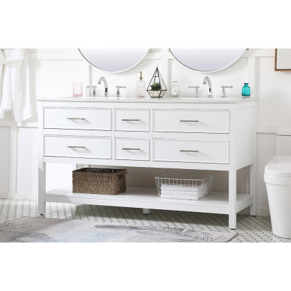 Elegant Bathroom Vanity - White (VF19060DWH)
