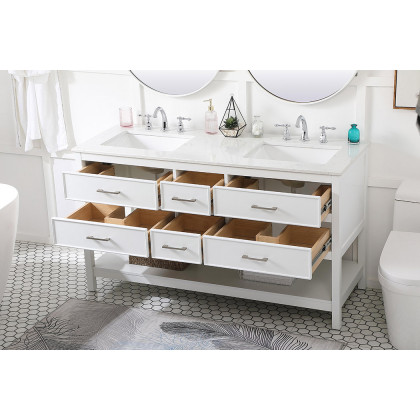 Elegant Bathroom Vanity - White (VF19060DWH)