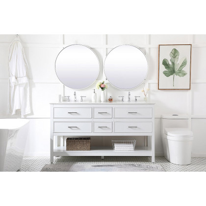 Elegant Bathroom Vanity - White (VF19060DWH)