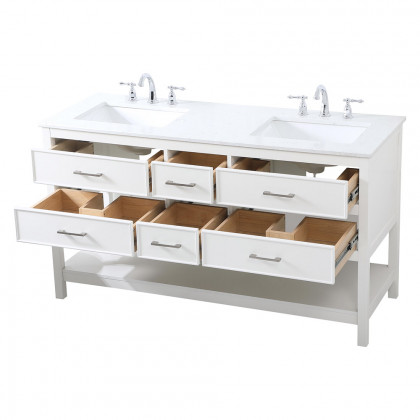 Elegant Bathroom Vanity - White (VF19060DWH)