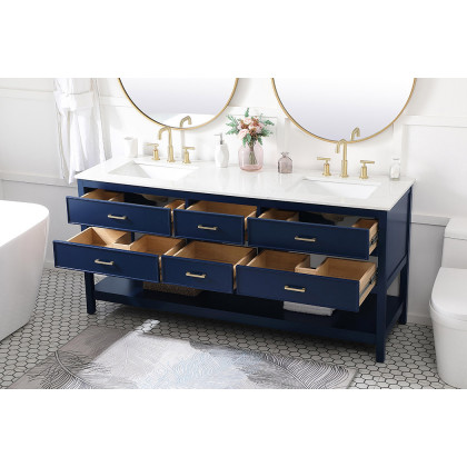 Elegant Bathroom Vanity - Blue (VF19072DBL)