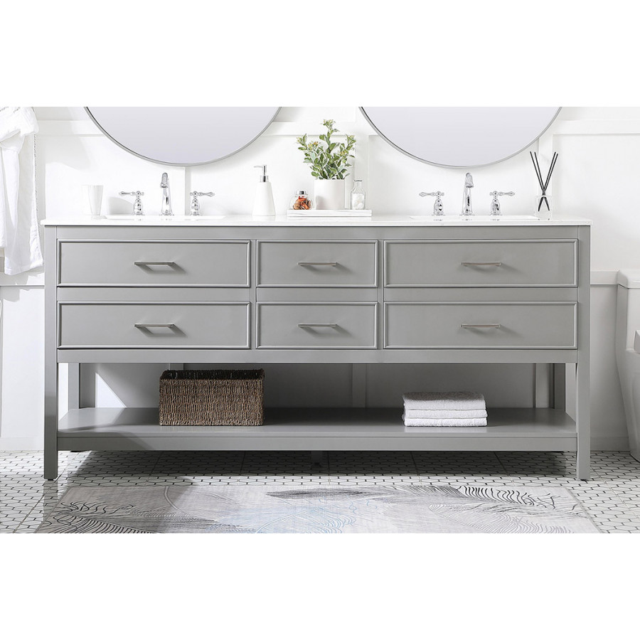 Elegant Bathroom Vanity - Gray (VF19072DGR)