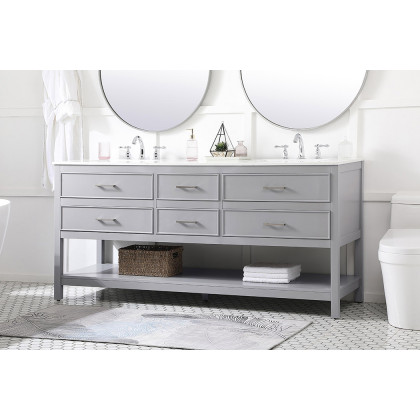 Elegant Bathroom Vanity - Gray (VF19072DGR)