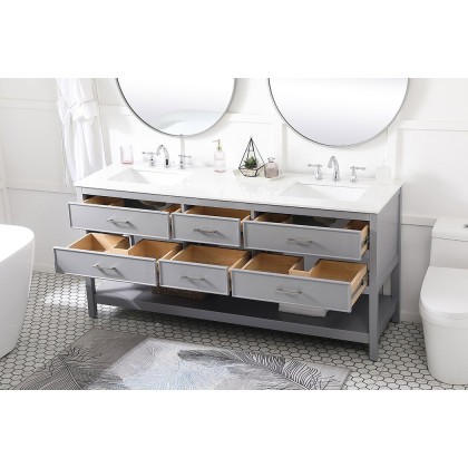Elegant Bathroom Vanity - Gray (VF19072DGR)