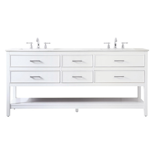 Elegant Bathroom Vanity - White (VF19072DWH)