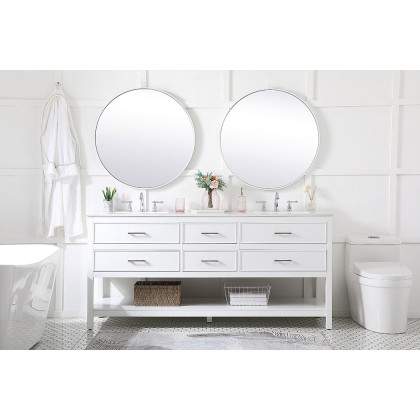 Elegant Bathroom Vanity - White (VF19072DWH)
