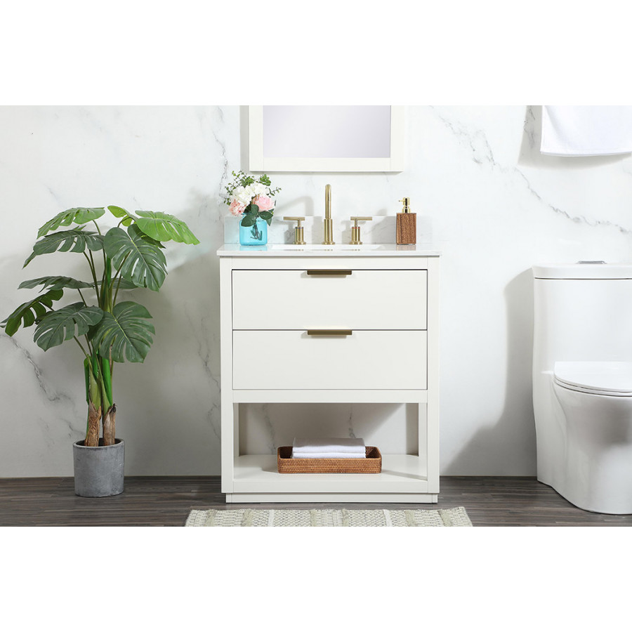 Elegant Bathroom Vanity - White (VF19230WH-BS)