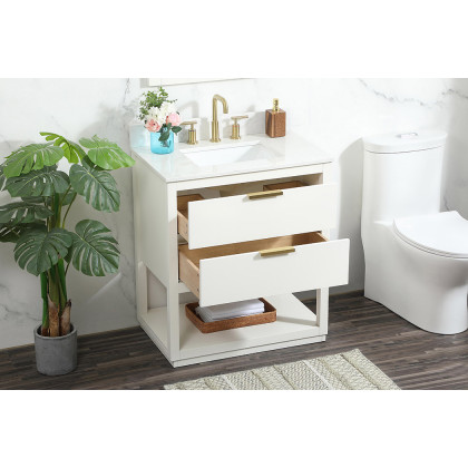 Elegant Bathroom Vanity - White (VF19230WH-BS)