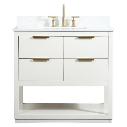 Elegant Bathroom Vanity - White (VF19236WH-BS)
