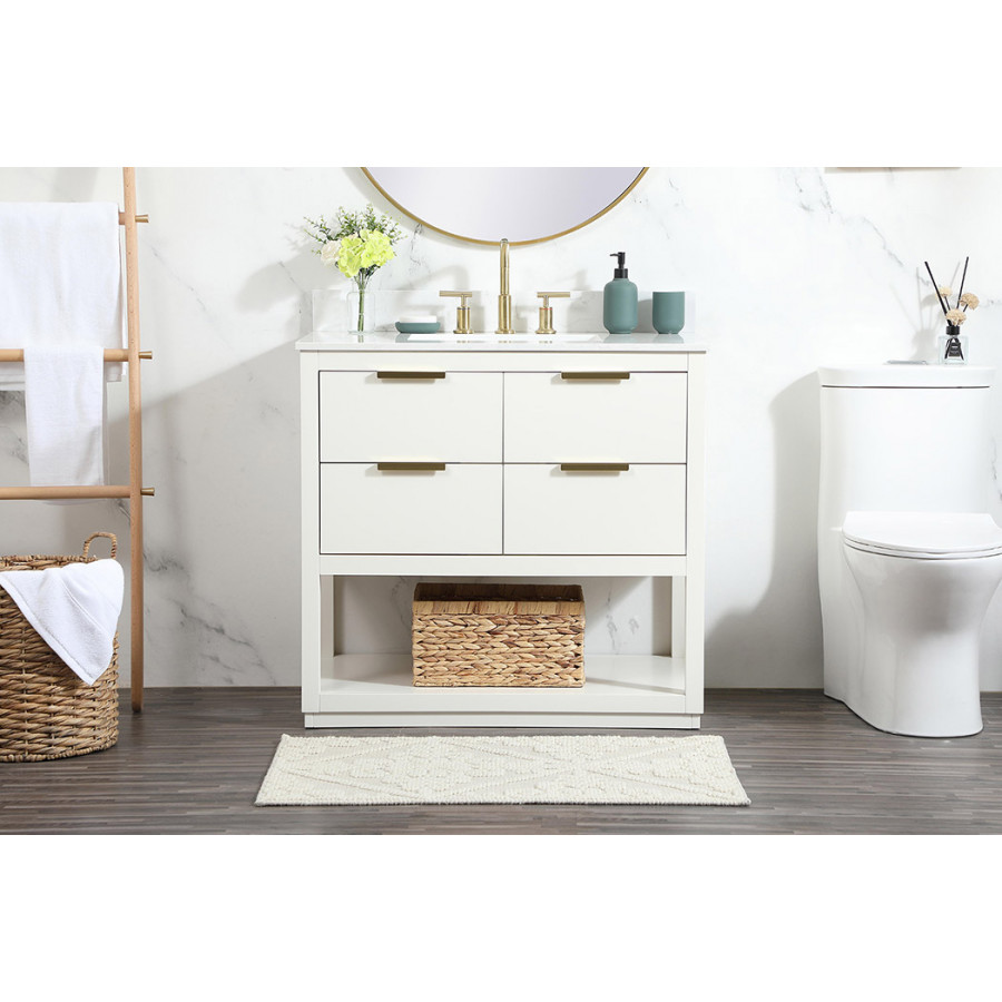 Elegant Bathroom Vanity - White (VF19236WH-BS)