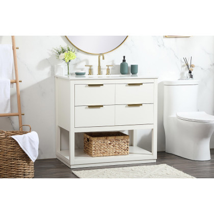 Elegant Bathroom Vanity - White (VF19236WH-BS)
