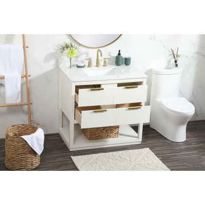Elegant Bathroom Vanity - White (VF19236WH-BS)