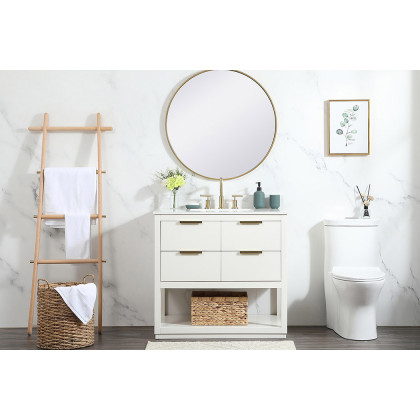 Elegant Bathroom Vanity - White (VF19236WH-BS)