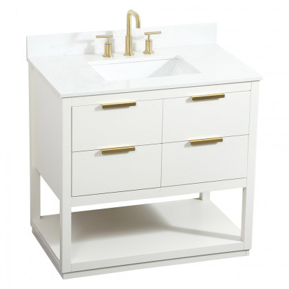 Elegant Bathroom Vanity - White (VF19236WH-BS)
