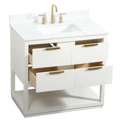 Elegant Bathroom Vanity - White (VF19236WH-BS)