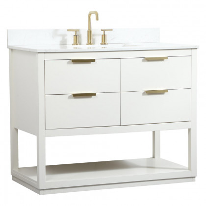 Elegant Bathroom Vanity - White (VF19242WH-BS)