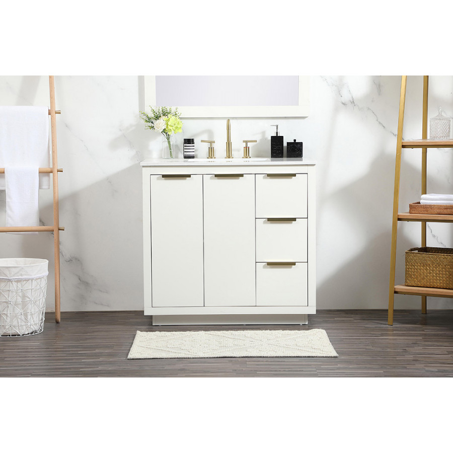 Elegant Bathroom Vanity - White (VF19436WH)