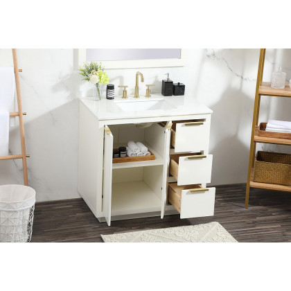 Elegant Bathroom Vanity - White (VF19436WH)
