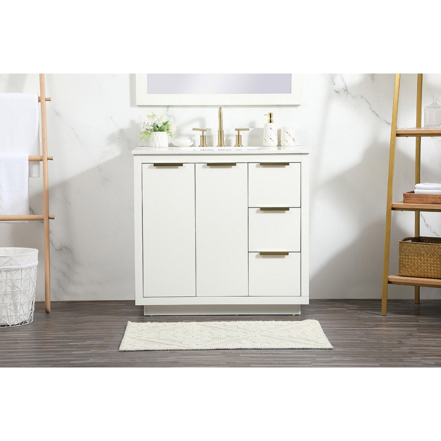 Elegant Bathroom Vanity - White (VF19436WH-BS)