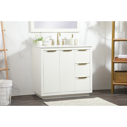 Elegant Bathroom Vanity - White (VF19436WH-BS)