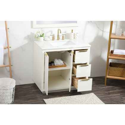 Elegant Bathroom Vanity - White (VF19436WH-BS)
