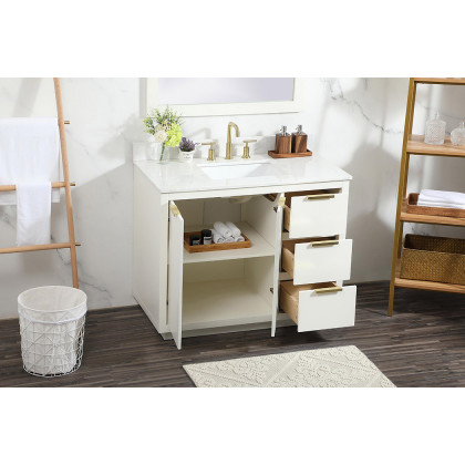 Elegant Bathroom Vanity - White (VF19442WH-BS)