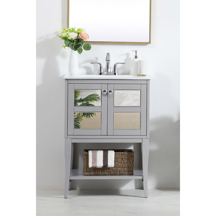 Elegant Bathroom Vanity - Gray/Mirror (VF2101MR)