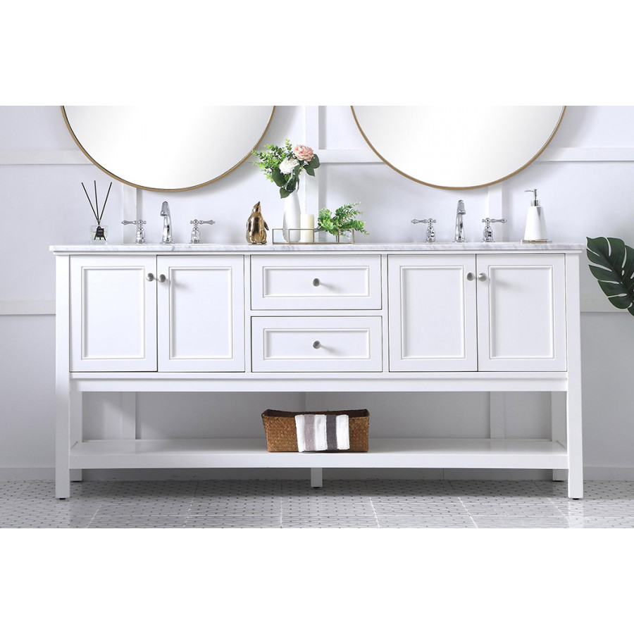 Elegant Bathroom Vanity - White, L 72" (VF27072WH)