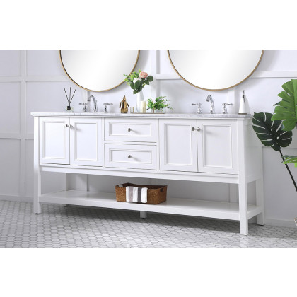 Elegant Bathroom Vanity - White, L 72" (VF27072WH)