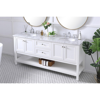 Elegant Bathroom Vanity - White, L 72" (VF27072WH)