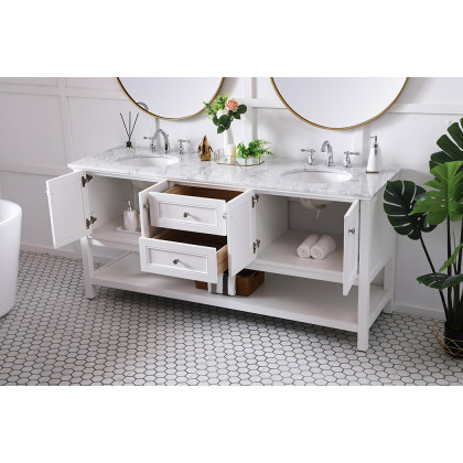Elegant Bathroom Vanity - White, L 72" (VF27072WH)