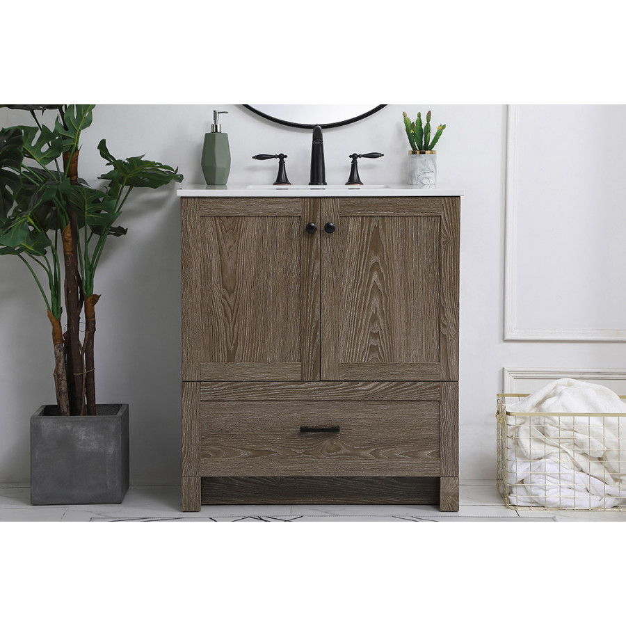 Elegant Bathroom Vanity - Weathered oak (VF2830WO)