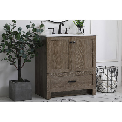 Elegant Bathroom Vanity - Weathered oak (VF2830WO)
