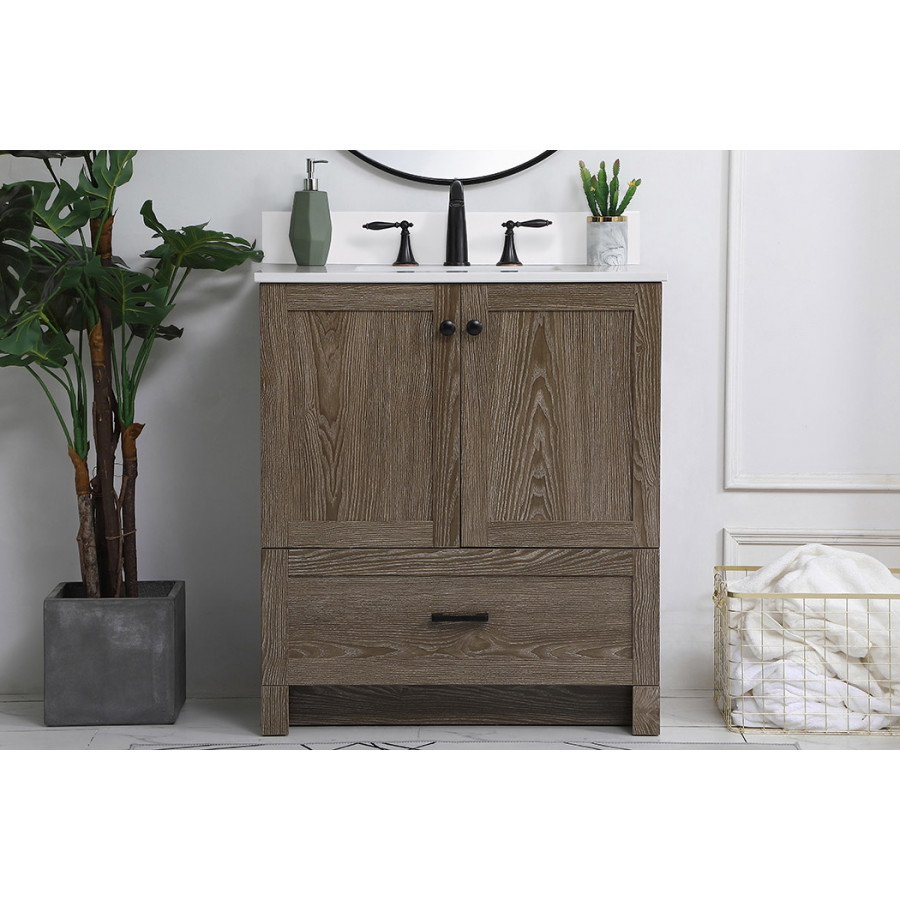 Elegant Bathroom Vanity - Weathered oak (VF2830WO-BS)