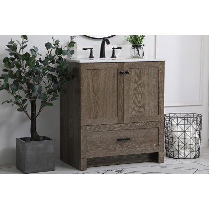 Elegant Bathroom Vanity - Weathered oak (VF2830WO-BS)