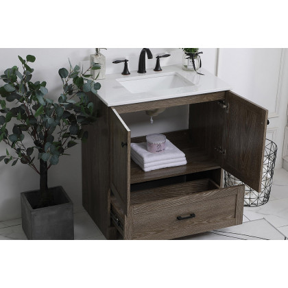 Elegant Bathroom Vanity - Weathered oak (VF2830WO-BS)